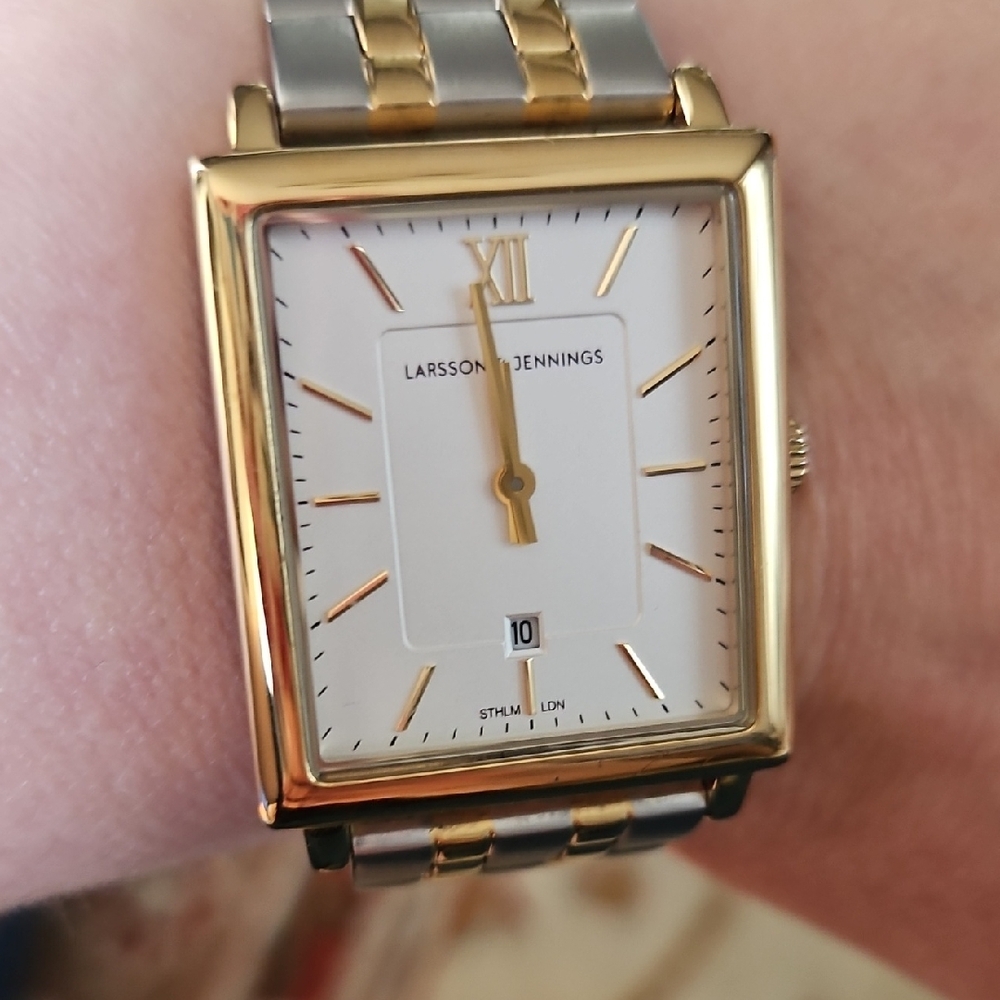 Larsson & Jennings Two-Tone Square Dress Watch - White Dial